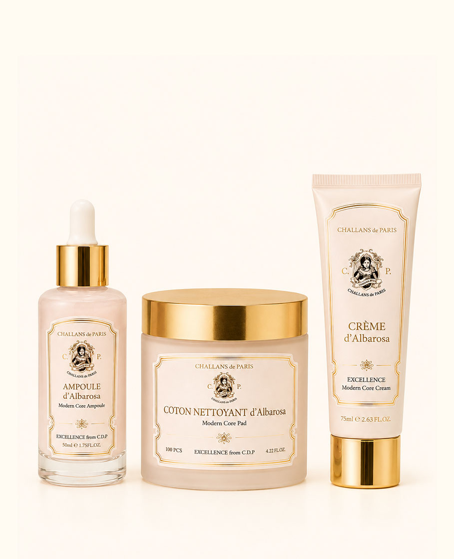 BỘ SẢN PHẨM DƯỠNG SÁNG & LÀM ĐỀU MÀU DA TOÀN DIỆN 3 BƯỚC CHALLANS de PARIS ALBAROSA BRIGHTENING 3-STEP SET